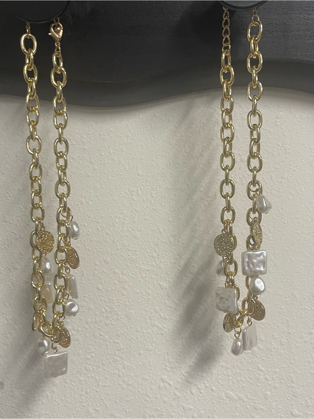 Gold Chain Necklace with White Pearl & Coin Charms 2 available $15 each